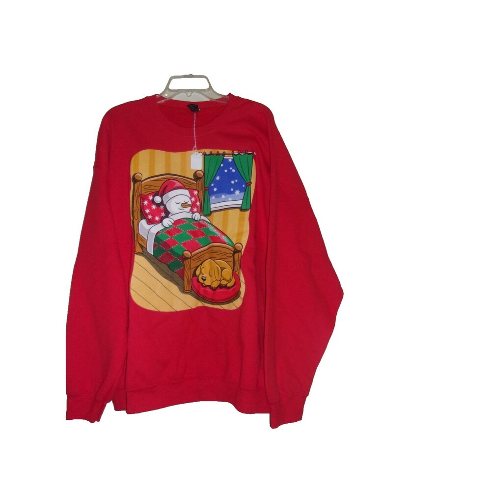 Snowman Dog Ugly Christmas Sweatshirt Red Size 2XL Hallmark Gilden New Women